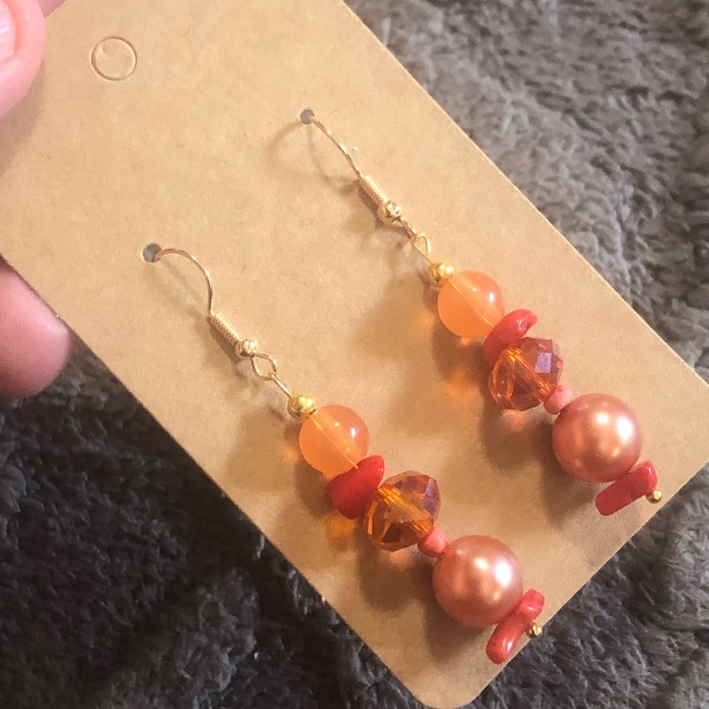 Handcrafted genuine stone elegant beaded dangle earrings